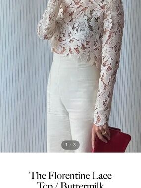 ART CLUB FLORENTINE LACE TOP/BUTTERMILK SIZE L